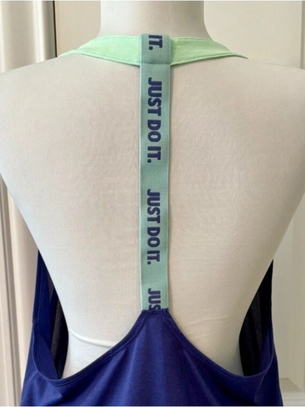 Nike Blue Athletic Racerback Tank with Mint Center Strap